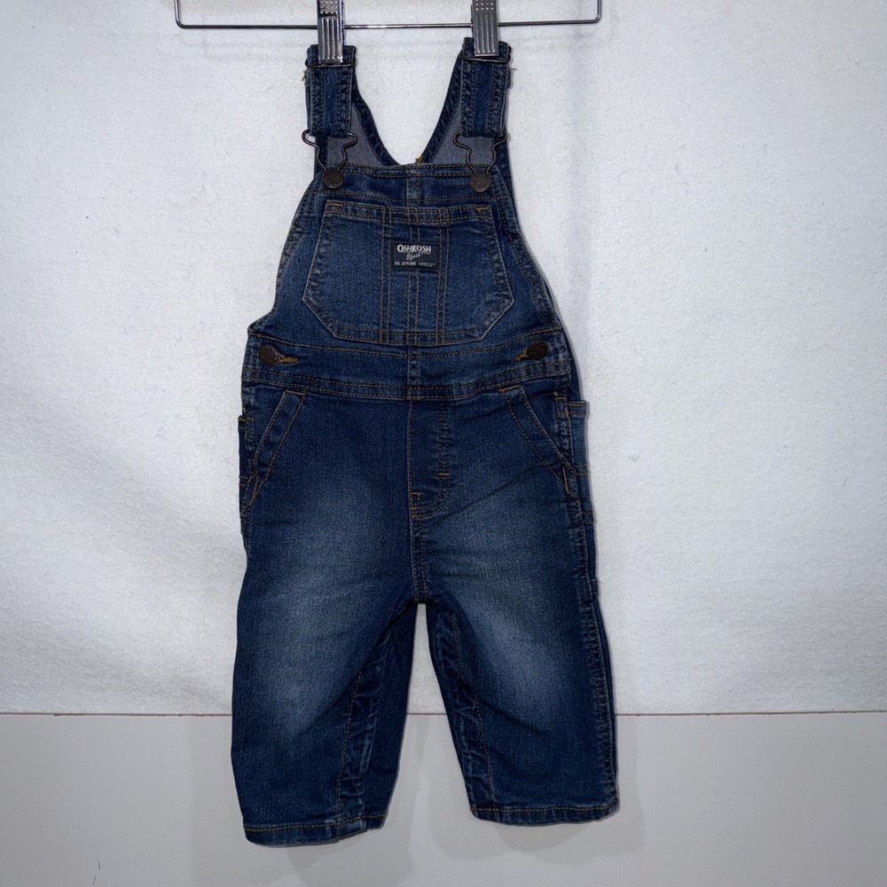 Infant Oshkosh B Gosh Denim Overalls Size 12 Months Bibs Country Outdoor Snap